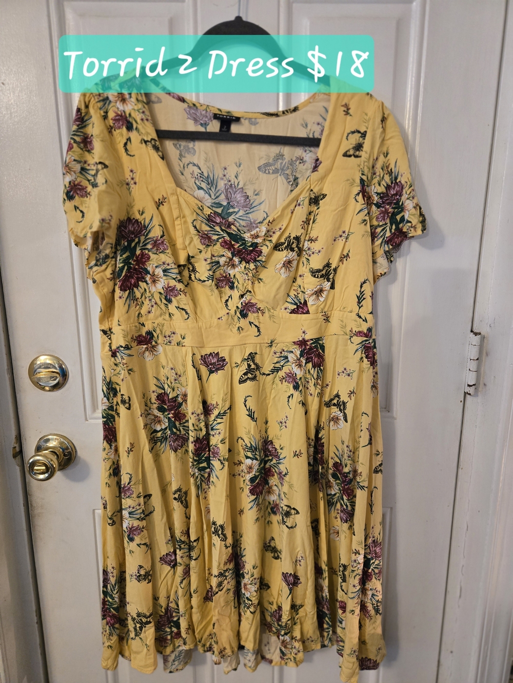 torrid Yellow Floral Scoop-Neck Fit & Flare Dress